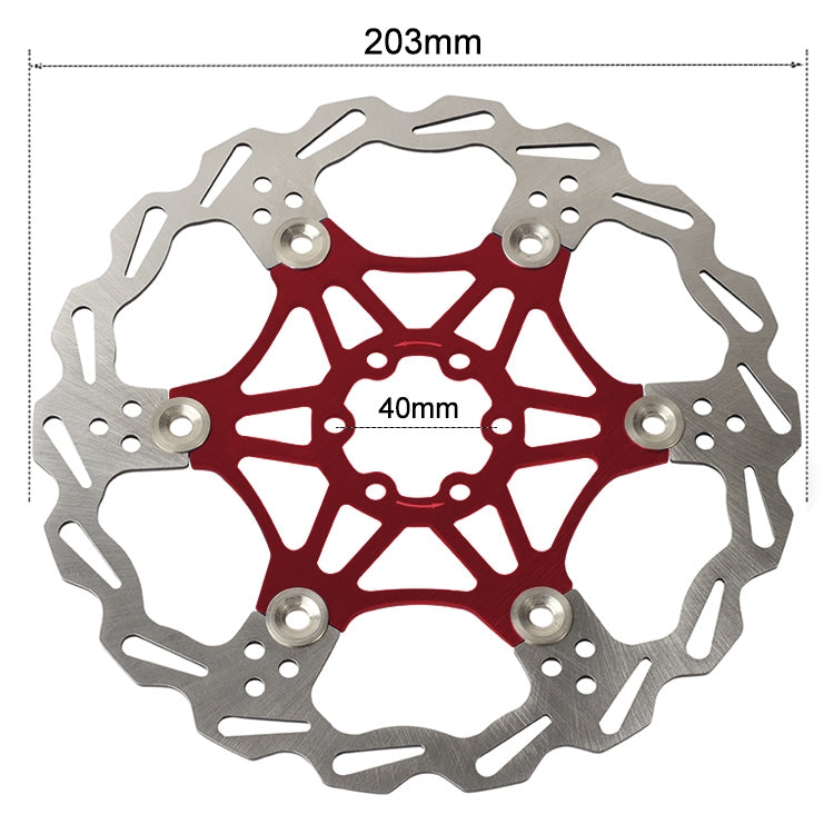 Skorter | SNAIL FD-01 Mountain Bike Floating Disc Bicycle Brake Pad Six Nail Brake Disc, Size:203mm, Color:Red