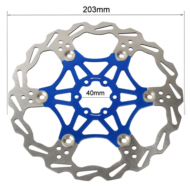Skorter | SNAIL FD-01 Mountain Bike Floating Disc Bicycle Brake Pad Six Nail Brake Disc, Size:203mm, Color:Blue