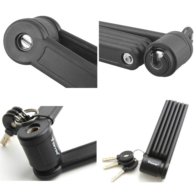 Skorter | Tonyon Universal Anti-hydraulic Scissors Bicycle Lock Four-section Folding Mountain Bike Lock(Black)