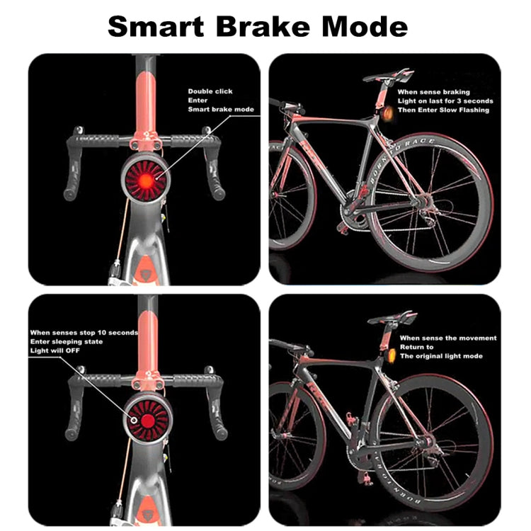 Skorter | Bicycle Smart Sensor Brake Light USB Tail Light Warning Light(Black)