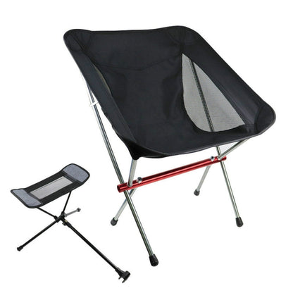 Skorter | Outdoor Beach Chair Aluminum Alloy Ultra Light Camping Barbecue Fishing Portable Folding Back Chair(Folding Chair + Telescopic Tripod)
