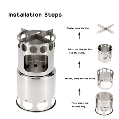 Skorter | Outdoor Hiking Camping Wood Stove Set With Cutlery(Fruit Green Handle)