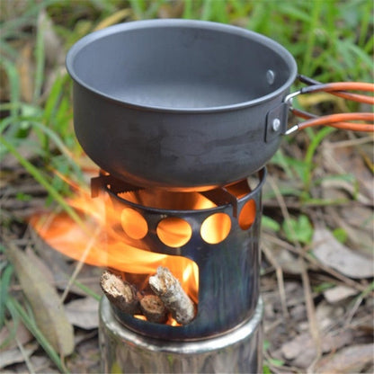 Skorter | Outdoor Hiking Camping Wood Stove Set With Cutlery(Fruit Green Handle)