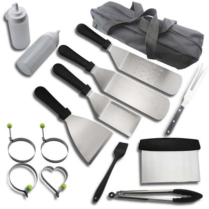 Skorter | 15 PCS/Set Outdoor Stainless Steel Barbecue Tool Set Tomato Sauce Bottle BBQ Grill Set