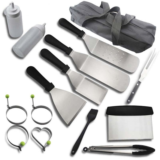 Skorter | 15 PCS/Set Outdoor Stainless Steel Barbecue Tool Set Tomato Sauce Bottle BBQ Grill Set