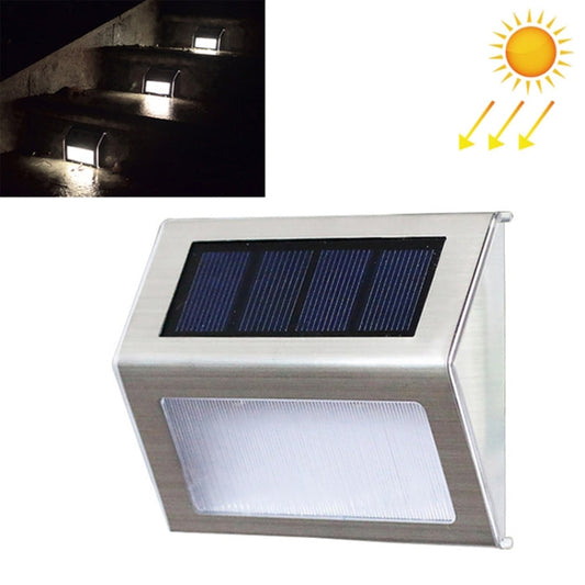 Skorter | 2PCS Solar Stainless Steel 3 LED Stair Wall Lamp Outdoor Garden Fence Light (White Light)
