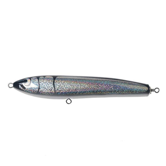 Skorter | 120g 22cm Floating Water Wooden Handmade Big Pencil  Deep Sea Boat Fishing Wave Lying Tuna Bait(Silver Black Laser)