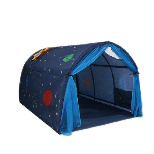 Skorter | Children Home Bed Crawl Tunnel Game House Tent, Style:Blue with Mosquito Net