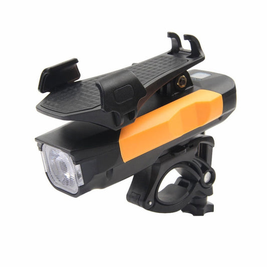 Skorter | 500LM Bicycle Light Mobile Phone Holder Multi-Function Riding Front Light With Horn 4000 mAh (Black Orange)