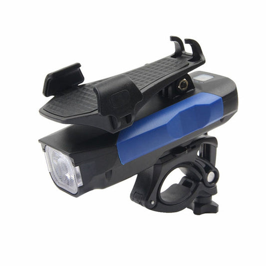 Skorter | 500LM Bicycle Light Mobile Phone Holder Multi-Function Riding Front Light With Horn 2400 mAh (Black Blue)