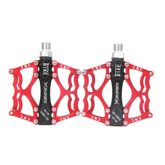 Skorter | Bicycle Pedal Mountain Bike Aluminum Alloy Palin Pedal Non-Slip Bearing Pedal(901 Red)
