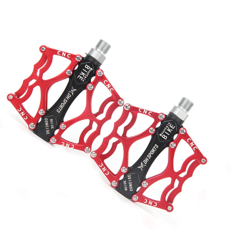 Skorter | Bicycle Pedal Mountain Bike Aluminum Alloy Palin Pedal Non-Slip Bearing Pedal(901 Red)