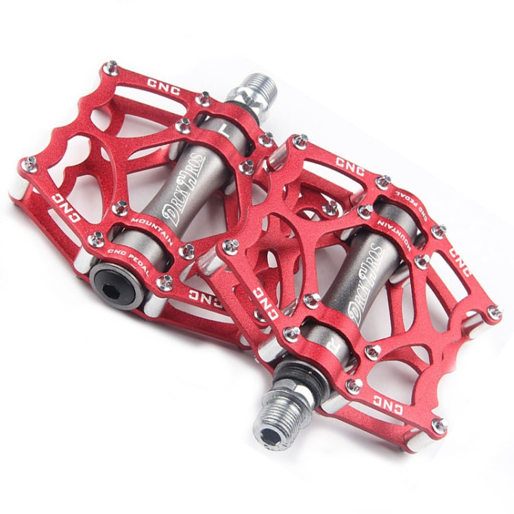 Skorter | Bicycle Pedal Mountain Bike Aluminum Alloy Palin Pedal Non-Slip Bearing Pedal (901-2 Red)