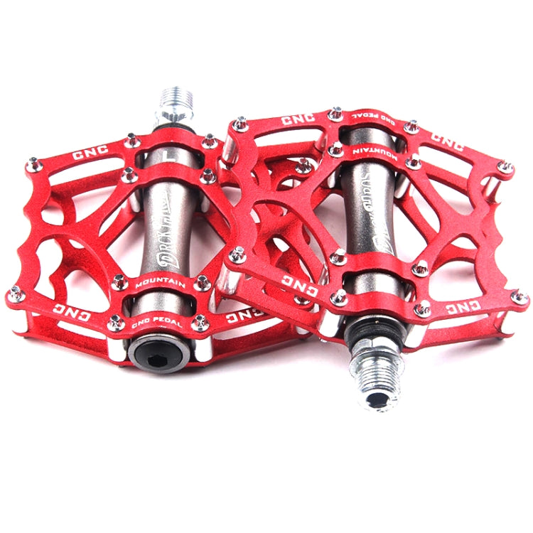 Skorter | Bicycle Pedal Mountain Bike Aluminum Alloy Palin Pedal Non-Slip Bearing Pedal (901-2 Red)