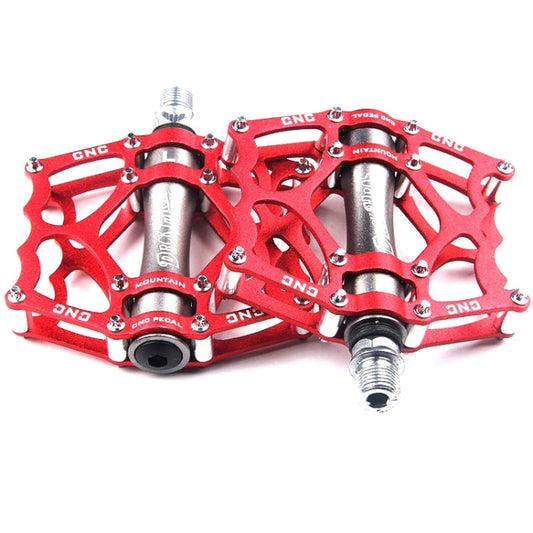 Skorter | Bicycle Pedal Mountain Bike Aluminum Alloy Palin Pedal Non-Slip Bearing Pedal (901-2 Red)