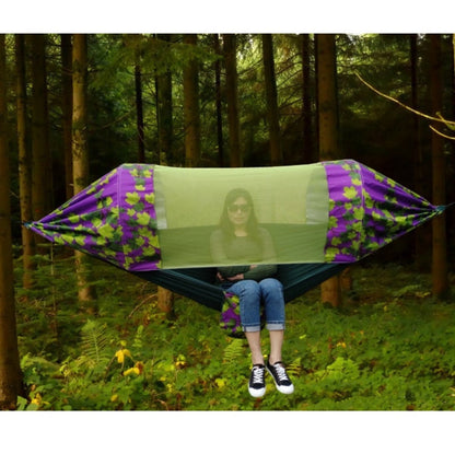 Skorter | Outdoor Camping Mosquito-Proof Shade Hammock Parachute Cloth Printed Mosquito Net Hammock, Size: 270x140cm(Maple Leaf)