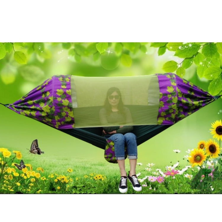 Skorter | Outdoor Camping Mosquito-Proof Shade Hammock Parachute Cloth Printed Mosquito Net Hammock, Size: 270x140cm(Maple Leaf)
