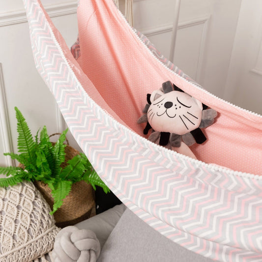 Skorter | Children Swing Indoor Outdoor Hanging Basket  Household Cartoon Hammock(Pink Wave)