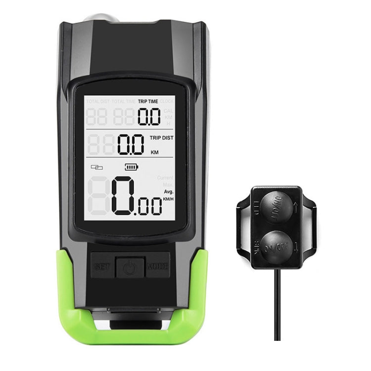 Skorter | 3 In 1 Wireless Bicycle Code Meter Lamp Strong Light Front Light, Colour: Green