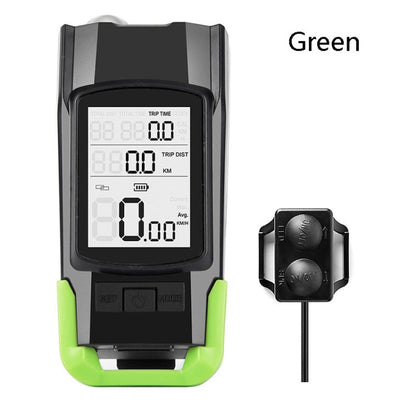 Skorter | 3 In 1 Wireless Bicycle Code Meter Lamp Strong Light Front Light, Colour: Green