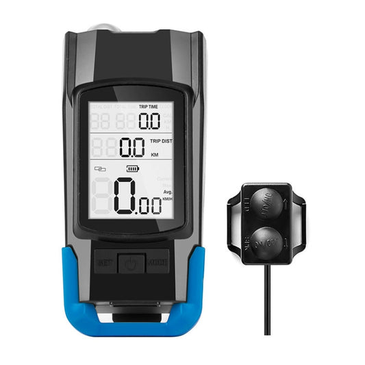 Skorter | 3 In 1 Wireless Bicycle Code Meter Lamp Strong Light Front Light, Colour: Blue