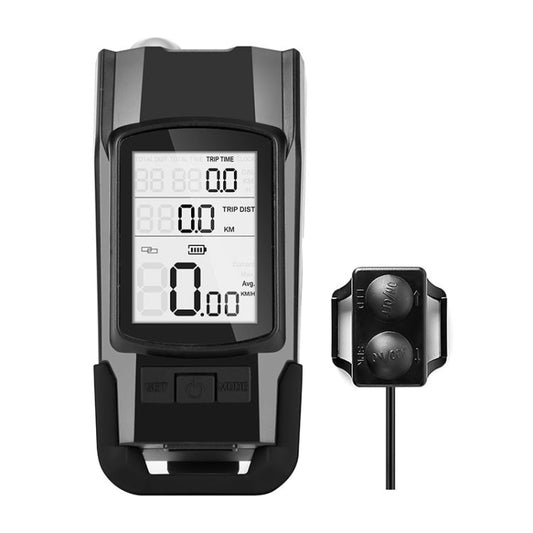 Skorter | 3 In 1 Wireless Bicycle Code Meter Lamp Strong Light Front Light, Colour: Black