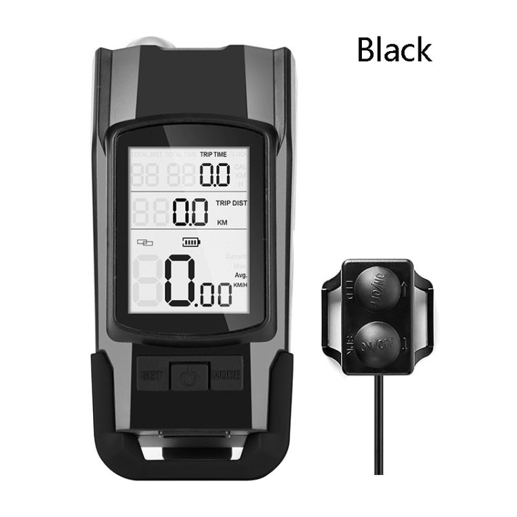 Skorter | 3 In 1 Wireless Bicycle Code Meter Lamp Strong Light Front Light, Colour: Black