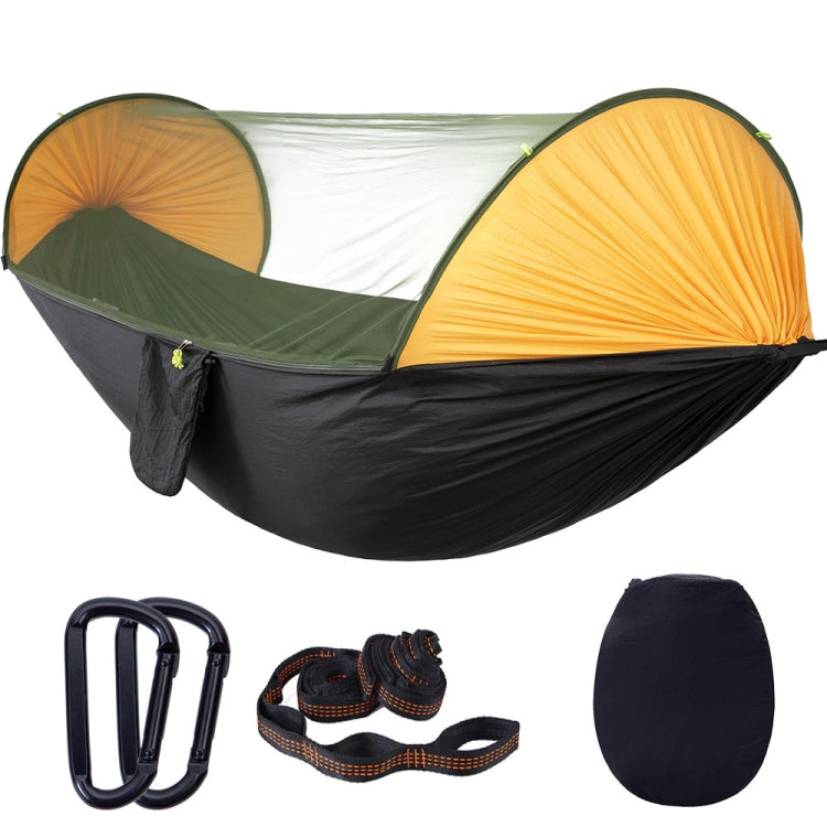 Skorter | Anti-Rollover Automatic Quick-Opening Mosquito Net Hammock Outdoor Camping Double Anti-Mosquito Hammock, Size: 290x140cm(Yellow Black)