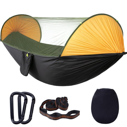 Skorter | Anti-Rollover Automatic Quick-Opening Mosquito Net Hammock Outdoor Camping Double Anti-Mosquito Hammock, Size: 290x140cm(Yellow Black)