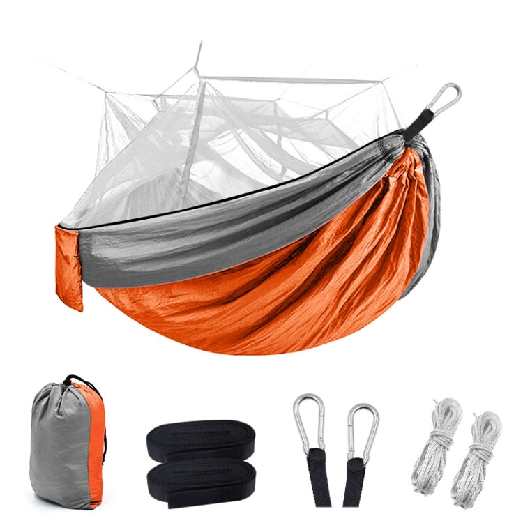 Skorter | Encryption Mosquito Net Hammock Outdoor Camping Anti-Mosquito Net Gauze Hammock, Size: 260x140cm(Orange Red Grey)