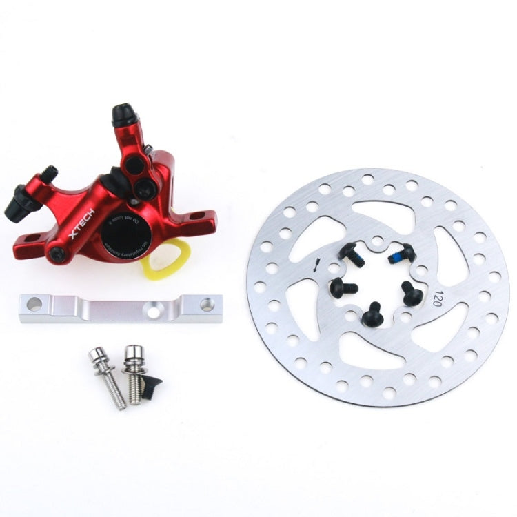 Skorter | 3 in 1 Scooter Modified Hydraulic Brake + 120mm Disc Brake Disc + Modified Seat Set For Xiaomi Mijia M365 Pro(Red Brake + Silver Adapter)