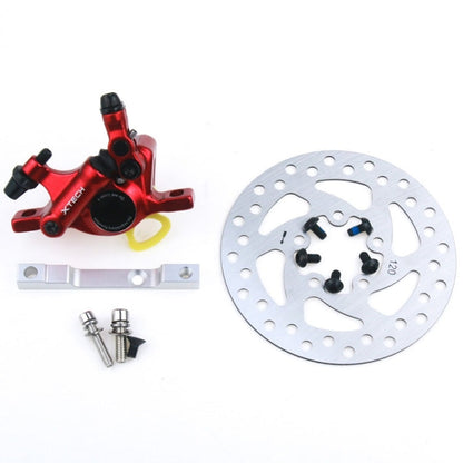 Skorter | 3 in 1 Scooter Modified Hydraulic Brake + 120mm Disc Brake Disc + Modified Seat Set For Xiaomi Mijia M365 Pro(Red Brake + Silver Adapter)
