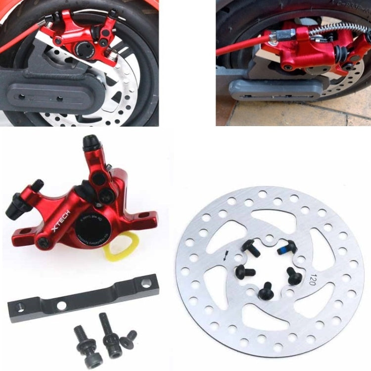 Skorter | 3 in 1 Scooter Modified Hydraulic Brake + 120mm Disc Brake Disc + Modified Seat Set For Xiaomi Mijia M365 Pro(Red Brake + Black Adapter)