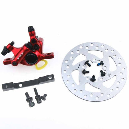 Skorter | 3 in 1 Scooter Modified Hydraulic Brake + 120mm Disc Brake Disc + Modified Seat Set For Xiaomi Mijia M365 Pro(Red Brake + Black Adapter)