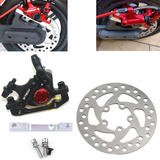 Skorter | 3 in 1 Scooter Modified Hydraulic Brake + 120mm Disc Brake Disc + Modified Seat Set For Xiaomi Mijia M365 Pro(Black Brake + Silver Adapter)