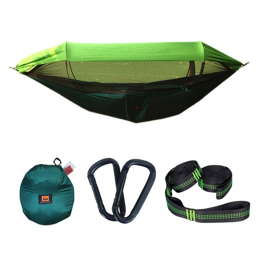 Skorter | Parachute Cloth Anti-Mosquito Sunshade With Mosquito Net Hammock Outdoor Single Double Swing Off The Ground Aerial Tent 270x140cm Ink Green / Grass Green)
