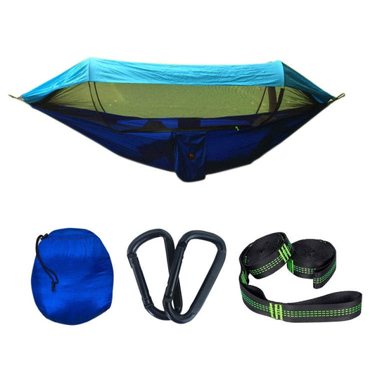 Skorter | Parachute Cloth Anti-Mosquito Sunshade With Mosquito Net Hammock Outdoor Single Double Swing Off The Ground Aerial Tent 270x140cm (Blue / Light Blue)