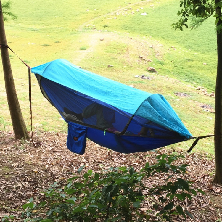 Skorter | Parachute Cloth Anti-Mosquito Sunshade With Mosquito Net Hammock Outdoor Single Double Swing Off The Ground Aerial Tent 270x140cm (Blue / Light Blue)