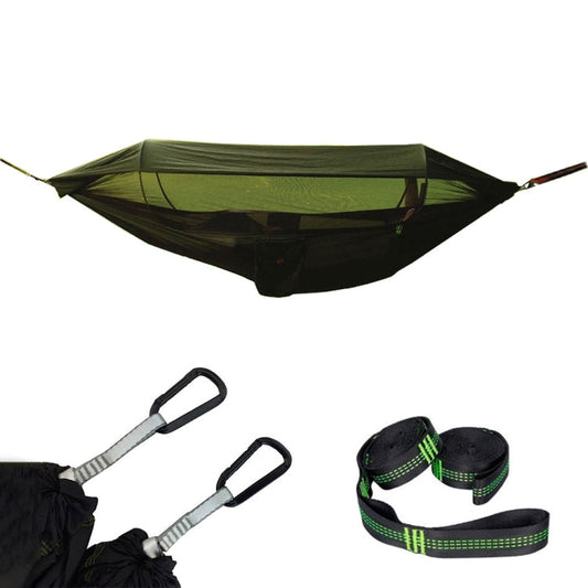 Skorter | Parachute Cloth Anti-Mosquito Sunshade With Mosquito Net Hammock Outdoor Single Double Swing Off The Ground Aerial Tent 270x140cm (Army Green)