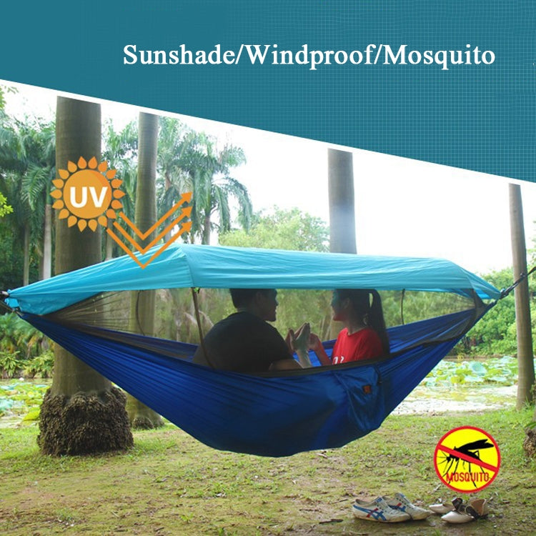 Skorter | Parachute Cloth Anti-Mosquito Sunshade With Mosquito Net Hammock Outdoor Single Double Swing Off The Ground Aerial Tent 270 x 140cm (Pink Blue)