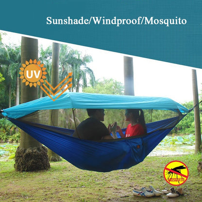 Skorter | Parachute Cloth Anti-Mosquito Sunshade With Mosquito Net Hammock Outdoor Single Double Swing Off The Ground Aerial Tent 270 x 140cm (Pink Blue)