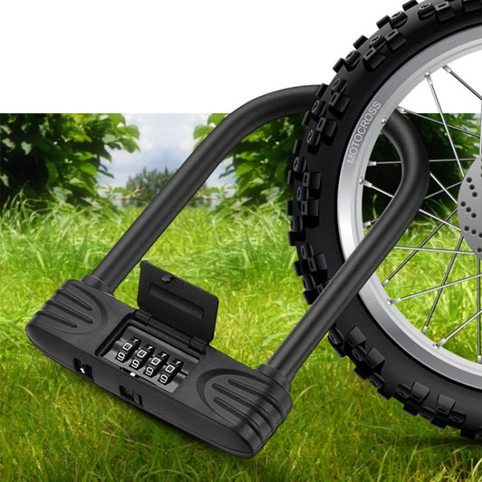 Skorter | Bold Steel U-Shaped Bicycle Password Lock Motorcycle Electric Car Anti-Theft Password Lock(Black)