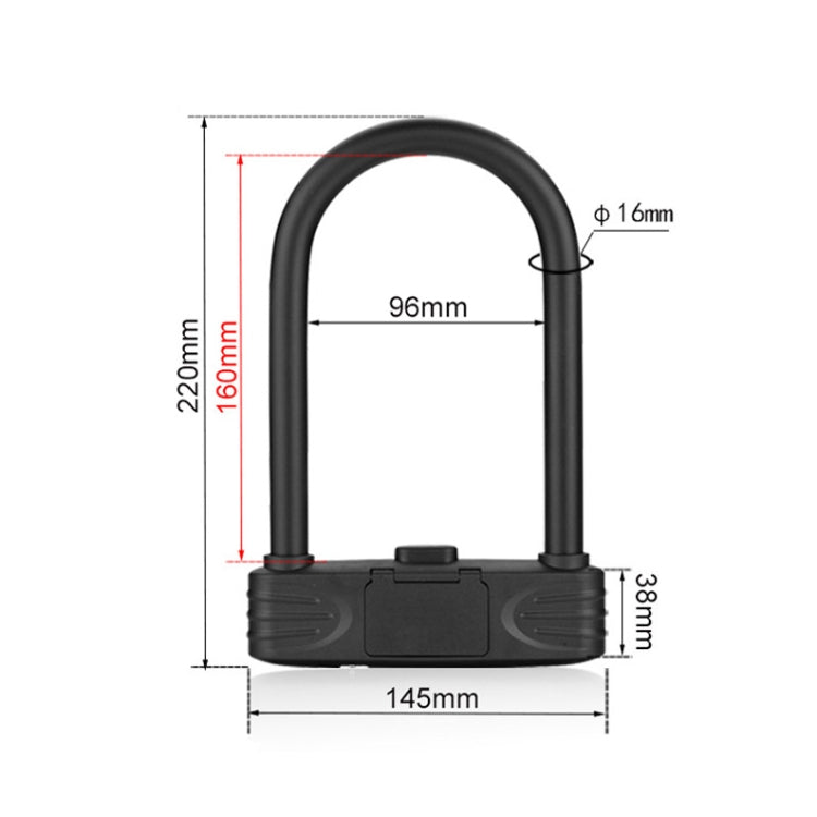 Skorter | Bold Steel U-Shaped Bicycle Password Lock Motorcycle Electric Car Anti-Theft Password Lock(Black)