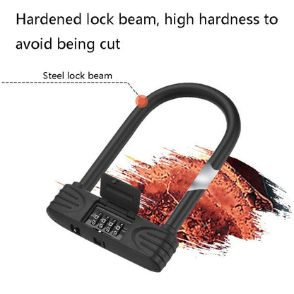 Skorter | Bold Steel U-Shaped Bicycle Password Lock Motorcycle Electric Car Anti-Theft Password Lock(Black)