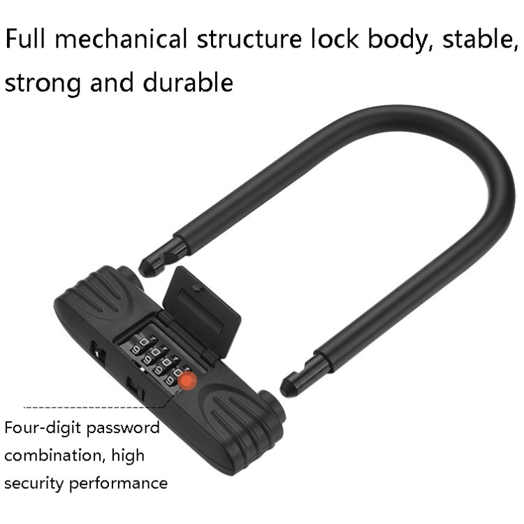 Skorter | Bold Steel U-Shaped Bicycle Password Lock Motorcycle Electric Car Anti-Theft Password Lock(Black)