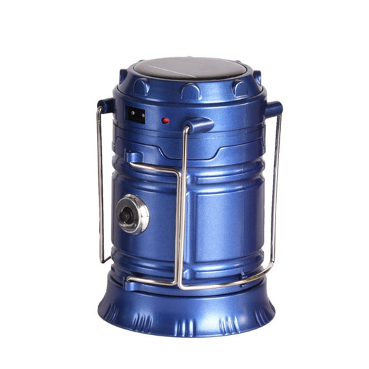 Skorter | LED Tent Light Solar Rechargeable Camping Lamp Expandable Multifunctional Lantern, Supports USB Output, EU Plug (Blue)
