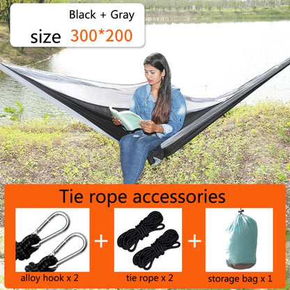 Skorter | Outdoor Hammock Nylon Parachute Cloth Travel Camping Swing, Style: 3m x 2m (Black+Gray)