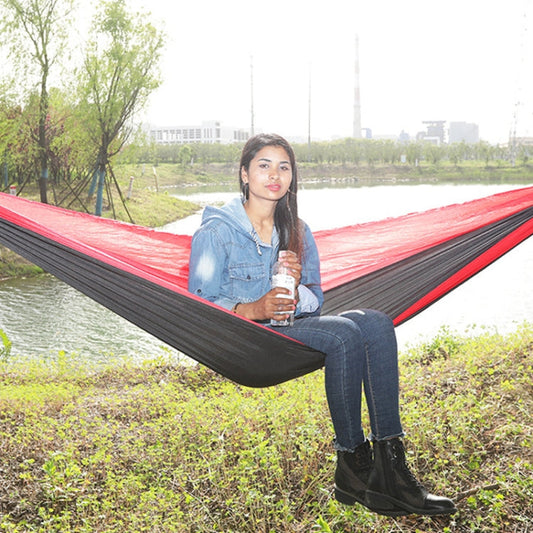 Skorter | Outdoor Hammock Nylon Parachute Cloth Travel Camping Swing, Style: 3m x 2m (Black+Red)