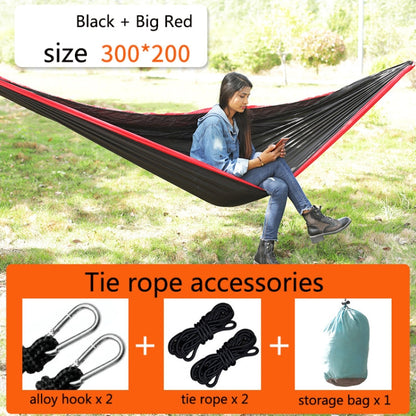 Skorter | Outdoor Hammock Nylon Parachute Cloth Travel Camping Swing, Style: 3m x 2m (Black+Red)