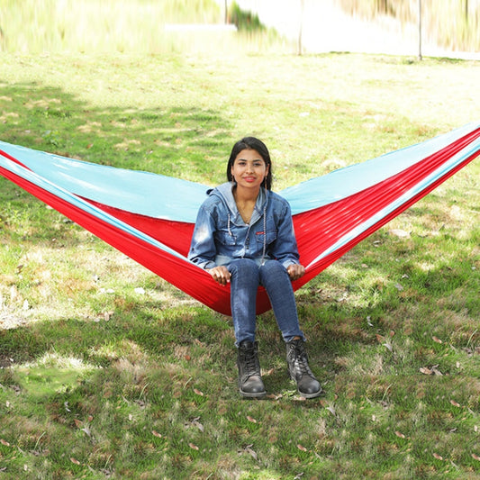 Skorter | Outdoor Hammock Nylon Parachute Cloth Travel Camping Swing, Style: 3m x 2m (Red+Sky Blue)